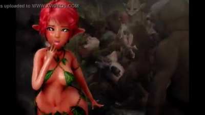 3D Elf getting dicked down by goblins