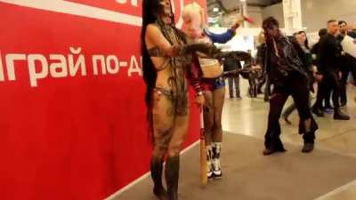Playful Enchantress & Harley Quinn Cosplayers at Comic Con 2017