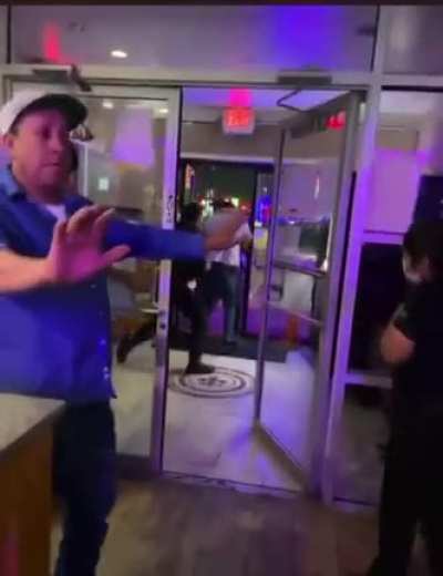 Lady cop goes full punching mode.