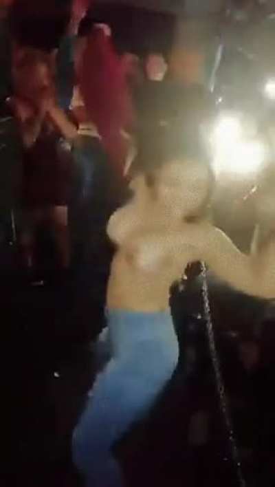 A huge desire to show everyone your new boobs at the party! - gif