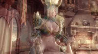 Hunter in Zinogre armor riding - art by exga