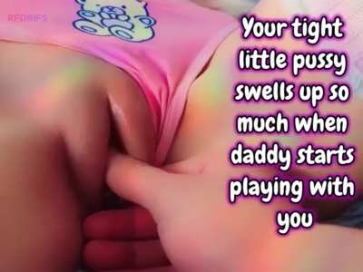 Baby girl pussy gets tight at daddy’s touch