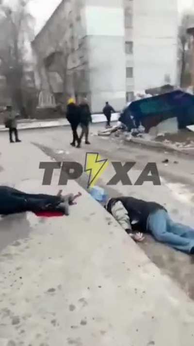Kharkov, Ukraine. The Russian military fired massively at the civilian population from Grad. 