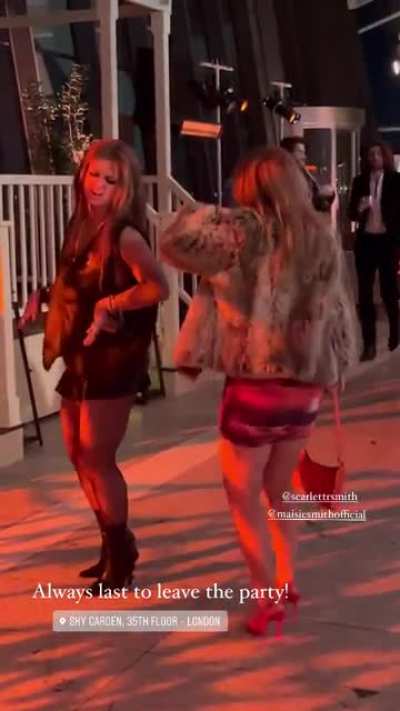 Dancing with her sister Scarlett