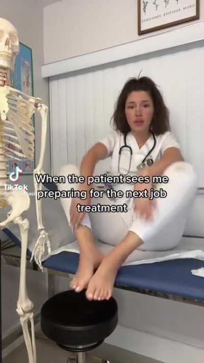 Nurse with white toes