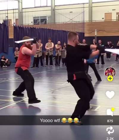 How about the most insane real life lightsaber duel ever?
