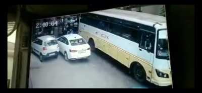 Mumbai man makes narrow escape after bus runs over him