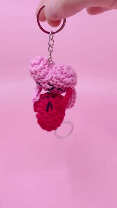 I crocheted these kissing keychains for me and my wife