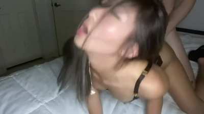 Asian babe nailed from behind
