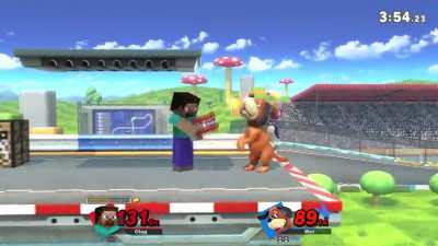 I found the optimal shield break punish for Steve!
