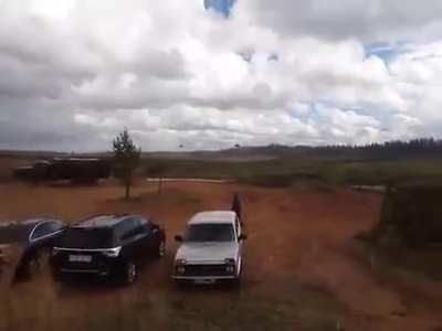 Russian Helicopter accidentally fires during a flight