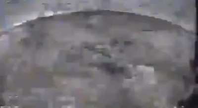 Multiple Ukrainian kamikaze drones destroy a stuck Russian T-90M in Oleshky, January 2024 (music from source) (at 46.60453, 32.75266)