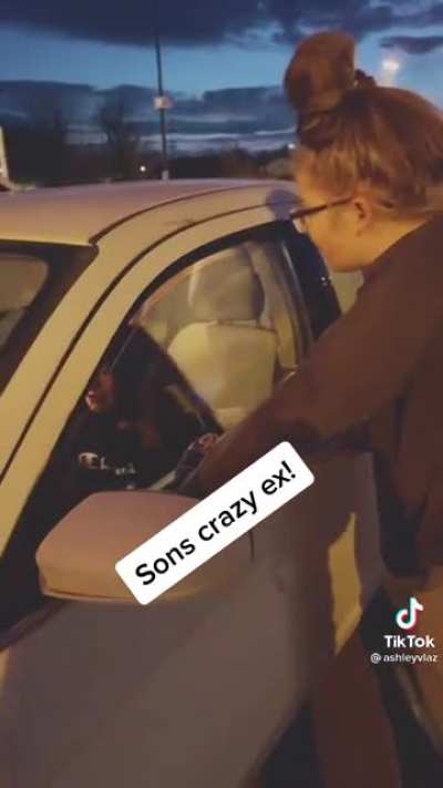 Crazy ex girlfriend steals boyfriends moms car keys. (This was not recorded my me)