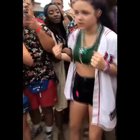 Never square up with a gal wearing a Red Sox jersey.