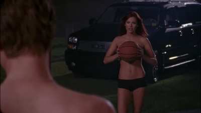 Danneel Harris-Ackles Topless Holding a Basketball