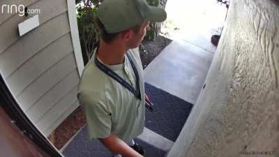 No Soliciting sign? No problem for this door-to-door pest!