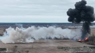 Russian Mi-35 was shot down by Ukrainian Air Defense.