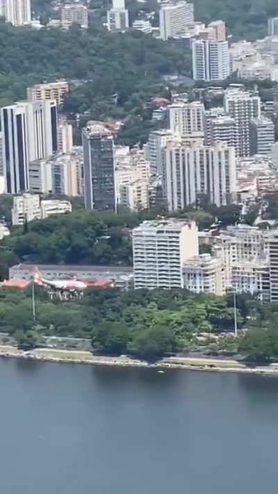 That's how a airplane lands on Santos Dumont Airport in Rio de Janeiro, Brasil.