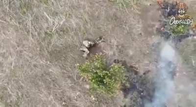 Russian soldier doing backflip in air