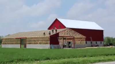 Amish building a house in a day