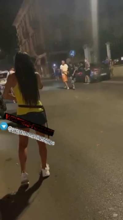 People celebrating the semi-final in Italy.