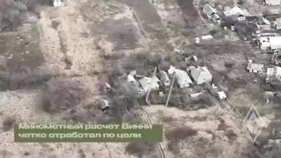 Aerial reconnaissance from the 1st LSR battalion spotted a camouflaged Russian mortar in the Bakhmut-Toretsk direction, and Vinny’s mortar crew (Freedom of Russian) destroyed the entire position with the 120mm mortar (01/2024)