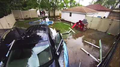 Distracted driver crashed into my Facebook friends backyard.