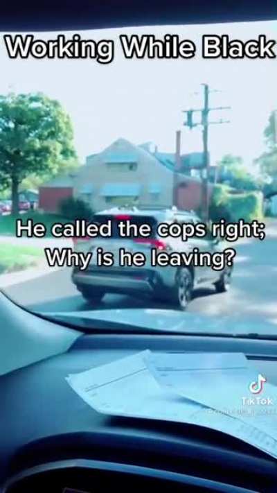 Random white man threatens to call police on black woman working in her parked car.