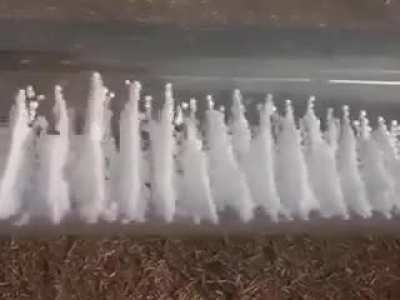 Response of styrofoam grains to sound frequencies.