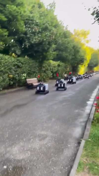 Delivery robots migrate through Moscow's Gorky Park