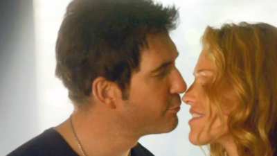Tricia Helfer hot tongue kissing scenes in Dark Blue (2009)