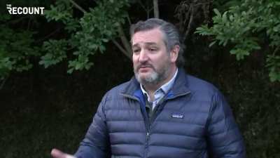 Ted Cruz saying his trip was to Cancun was a bad idea while protesters chant resign in the background.