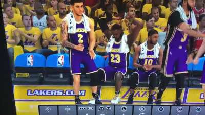Lebron gives Lonzo a hand
