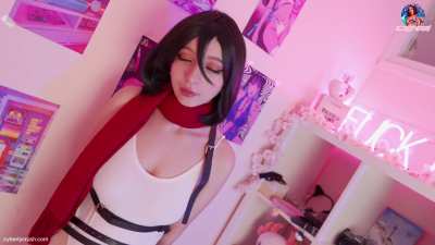 💞Cosplay porn version of Mikasa Ackerman! New 28 min video is already on my OF! Hot fuck in doggy🥵, reverse cowgirl, and tasty blowjob😛 with cum all over my face for a good ending 💦 (link in comments)