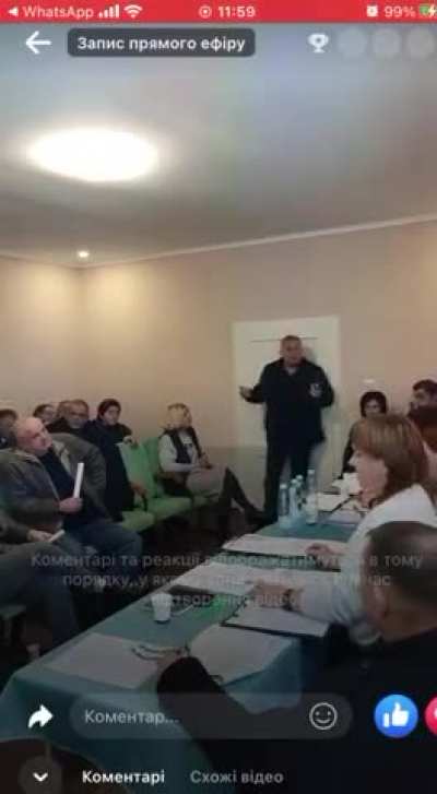 Man throws grenades into village council budget meeting, Zakarpatye Region (no blood/gore)