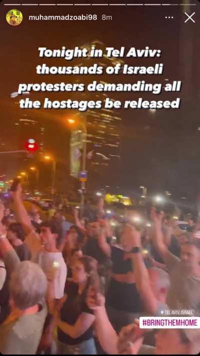 Cease fire / hostage release protest Tel Aviv
