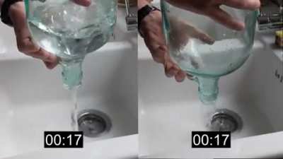 Water being emptied in different ways