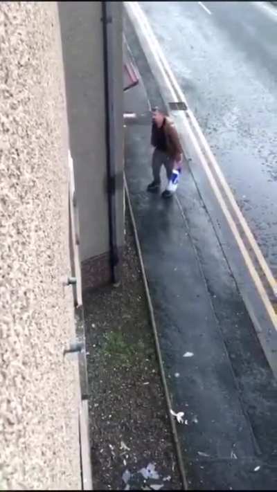 Drunk guy smashes windows