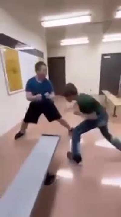 Over hyped kid gets put into place for talking about blue shirts mama