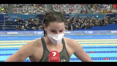 Olympic swimming says fuck yeah and throws double shuckas for her family live on TV after winning gold.