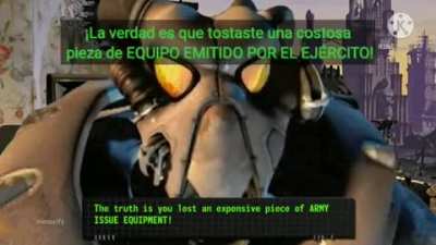¿!QUE HACES SOLDADO!? ¡VE A BUSCAR TU TRAJE NUEVO Y LUEGO SIGUE BAJANDO SOLDADO!