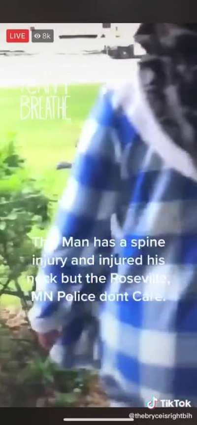 Police pinning and beating a man with a spine injury, injured his neck in the process