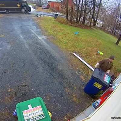 Most of them if not some won't care a thing about the parcel. But this man goes an extra mile to hide a package from potential thieves.