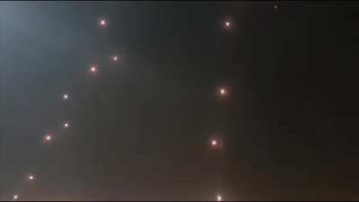 lsraeli iron Dome intercepting every single rocket in a Hamas rocket barrage just before it falls down on a city
