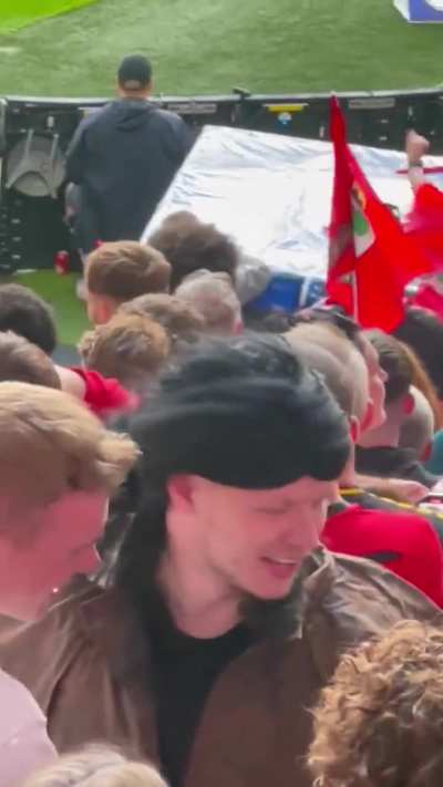 Aaron Ramsdale in fancy dress at the Championship Play-Off final between Leeds United & Southampton at Wembley today. 🕵️‍♂️