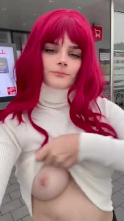 Finally finished shopping... decided to get my tits out in front of the store, hopefully no one has seen me haha