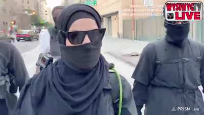 Group of black bloc threaten a streamer for filming a George Floyd/BLM protest at the Los Angeles DA office, saying 