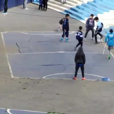 Li'l man's got maaaad skillz at literal football