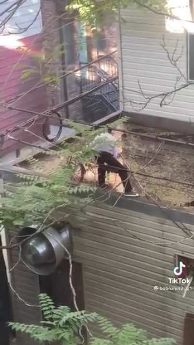 Not a good idea to hang on the power lines like this…