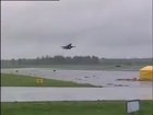F-16 comes in too fast during wet conditions, bumps along the runway